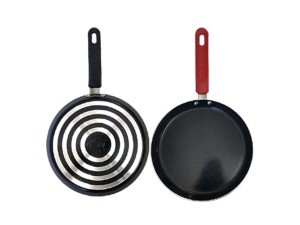 PANQUEQUEIRA REVESTIMENTO CERAMICO 24CM PRETA/VERMELHA