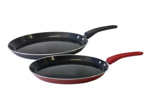 PANQUEQUEIRA REVESTIMENTO CERAMICO 24CM PRETA/VERMELHA