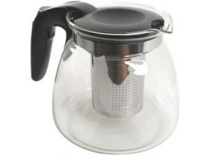 CHALEIRA VIDRO 900ML C/INFUSOR CABO PRETO