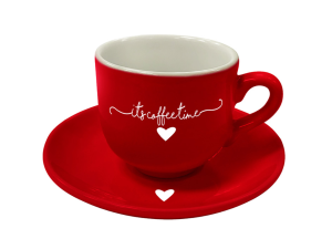 JOGO 06 XICARA+PIRES PORCELANA 90ML LAMOUR VERMELHA