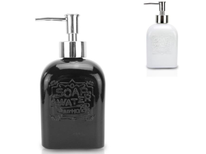 SABONETEIRA VIDRO 400ML PRETA/BRANCA