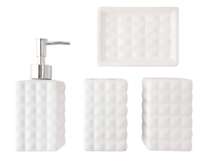 KIT BANHEIRO 4 PC CERAMICA QUADRADO BANCO OU PRETO