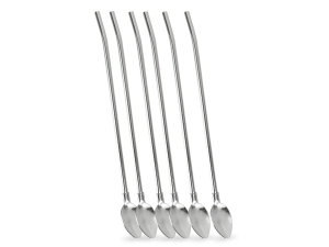 KIT 6 COLHER SUCO INOX C/CANUDO 22CM