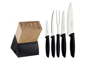 JOGO 5 FACA PLENUS C/CEPO MADEIRA PRETO