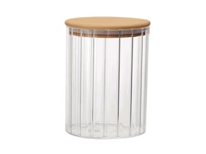 POTE VIDRO 0,75L TAMPA BAMBU FRIZADO