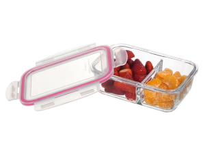 POTE VIDRO HERMETICO RETANGULAR 1050ML C/DIVISAO