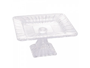 PRATO BOLO VIDRO 19CM QUADRATTA C/PÉ