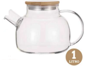 CHALEIRA VIDRO 1,0L TAMPA-BAMBU