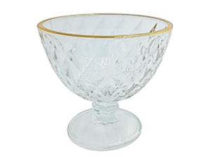 JOGO 6 TACA VIDRO 300ML SBMESA DIAMOND BORDA OURO