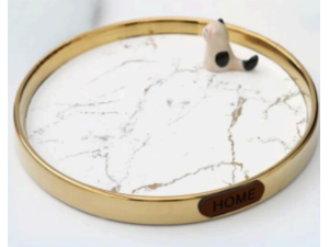 BANDEJA ESPELHO REDONDA 20CM RAJADA