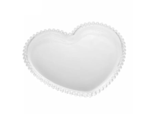 PRATO VIDRO 18X15CM SOBREMESA PEARL CORACAO