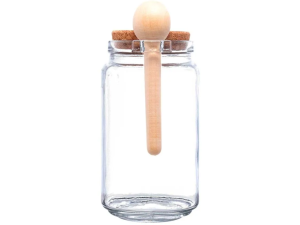 POTE VIDRO 1000ML C/COLHER + TAMPA-ROLHA