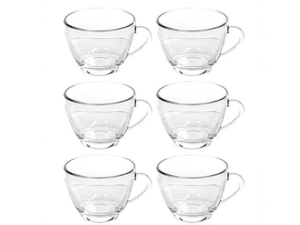 JOGO 6 XICARA VIDRO 90ML LISA CONICA