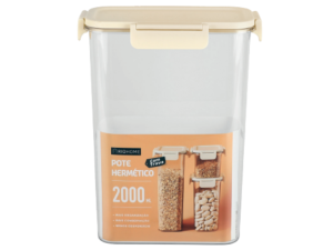 POTE ACRILICO HERMETICO 2000ML TP-BEGE
