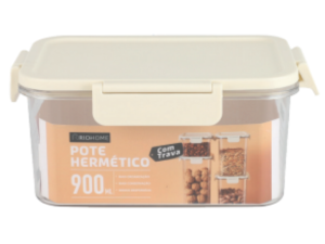POTE ACRILICO HERMETICO  900ML TP-BEGE