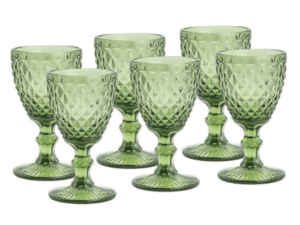 JOGO 6 TACA VIDRO 310ML B-ABACAXI VERDE