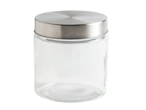 POTE VIDRO 0,8L REDONDO-LISO TP-INOX