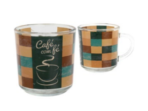 CANECA VIDRO 250ML ESTAMPADA