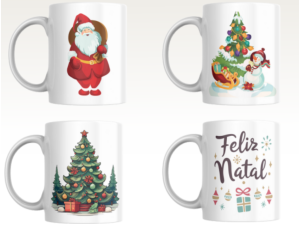 CANECA CERAMICA 150ML NATAL RETA