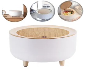 LIXEIRA CLICK REDONDA 17X10CM PÉ BAMBU