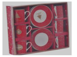 JOGO 6 XICARA CERAMICA CAFÉ NATAL C/PIRES