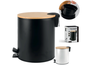 LIXEIRA PEDAL 03L PRETA/BRANCA TP-BAMBU