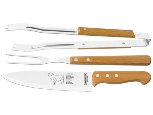JOGO CHURRASCO 3 PC INOX CABO-MADEIRA DYNAMIC