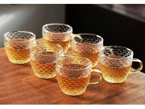 JOGO 6 XICARA VIDRO 110ML ESCAMAS