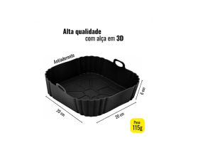 FORMA SILICONE QUADRADA P/AIR FRYER 21CM