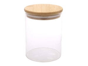 POTE VIDRO 1500ML REDONDO TAMPA-BAMBU