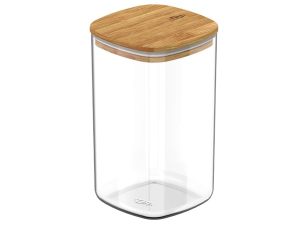 POTE VIDRO 1800ML QUADRADO TAMPA-BAMBU