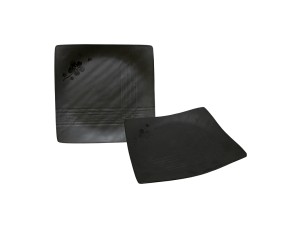 PRATO MELAMINA 15CM PRETO QUADRADO