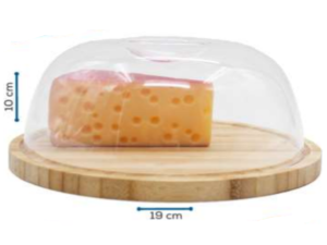 PORTA QUEIJO BAMBU 19CM TAMPA-ACRILICA