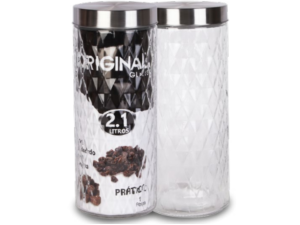 POTE VIDRO 2100ML DIAMOND TAMPA-INOX
