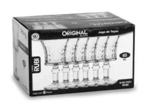 JOGO 6 TACA VIDRO 65ML LICOR RUBI