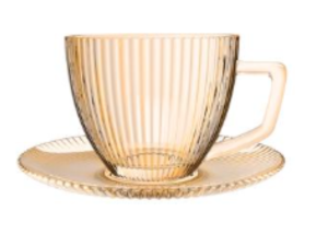 JOGO 6 XICARA VIDRO 90ML GRAFIATO AMBAR C/PIRES