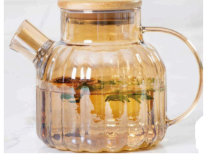 CHALEIRA VIDRO 1,0L AMBAR TAMPA-BAMBU