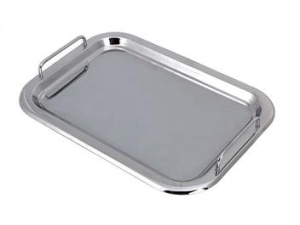 BANDEJA DE INOX COM ALÇA 33x23