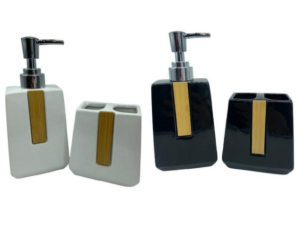 KIT 02 BANHEIRO PORCELANA/BAMBU PRETO/BRANCO