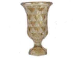 VASO VIDRO 18,5CM C/PÉ DIAMOND CINZ/AMBAR