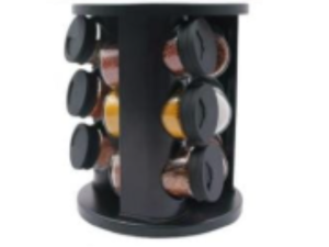 PORTA CONDIMENTO PRETO INOX COM 09 PEÇAS