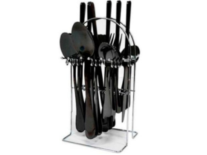FAQUEIRA  24PC INOX PRETO C/SUPORTE