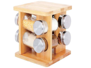 PORTA CONDIMENTO MADEIRA C/08 QUADRADO