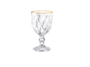 JOGO 6 TACA VIDRO 340ML DIAMOND BORDA OURO