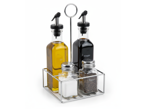 GALHETEIRO VIDRO C/4 + SUPORTE ARAMADO