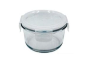 POTE VIDRO TAMPA HERMETICA 390ML REDONDO BRANCO