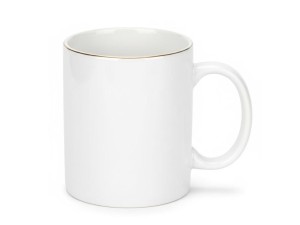 CANECA PORCELANA 300ML BRANCA BORDA-OURO